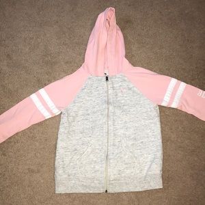 Pink and White Zip-up Sweatshirt